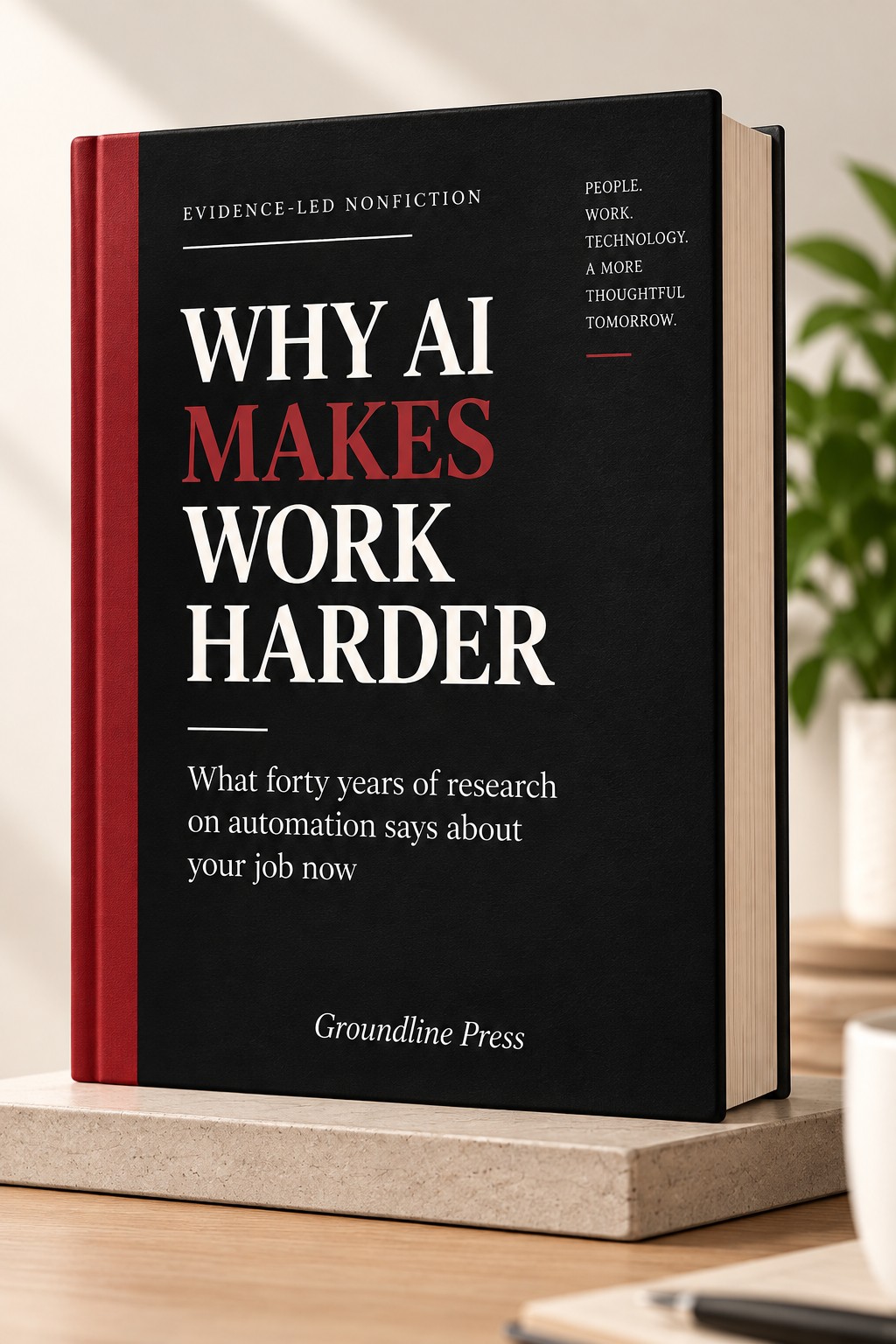 Why AI Makes Work Harder by Groundline Press — hardcover presentation